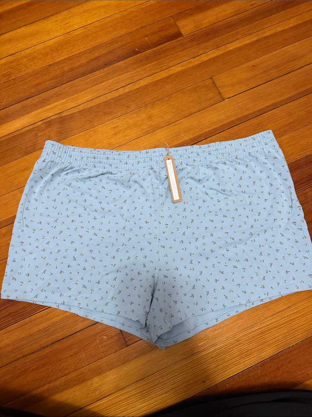 SKIMS Light Blue Floral-Print Lounge Shorts